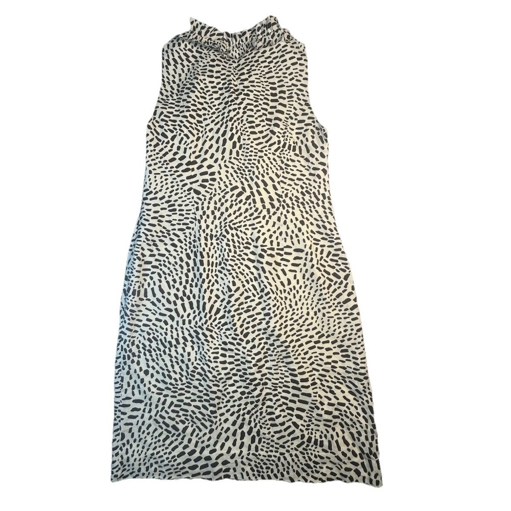 Kate Spade NY Med Abstract Animal‎ Spot Print Sleeveless Ruffle Neck Lined Dress - Picture 5 of 6